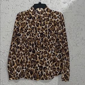 Michael Kors leopard Print collar shirt